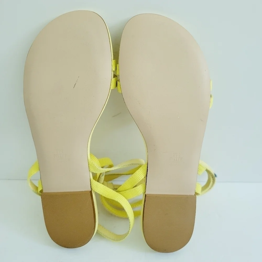 NEW Rebecca Allen Yellow Flat Two Strap Sandal